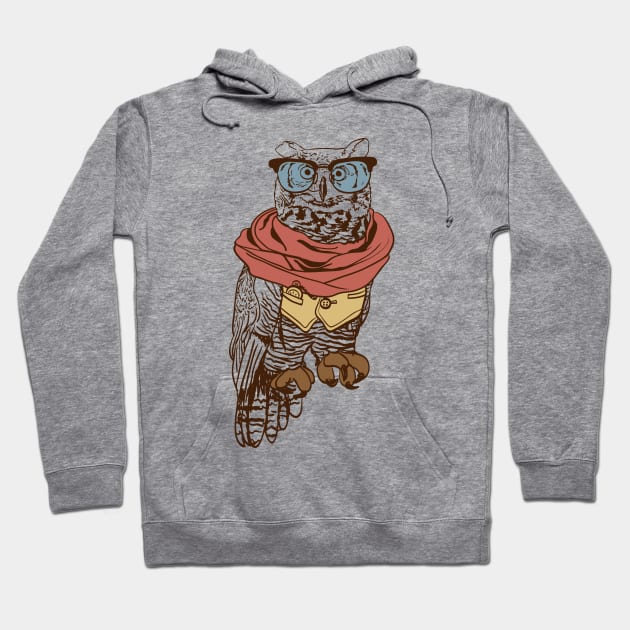 Hipster Owl Professor Hoodie by Digster